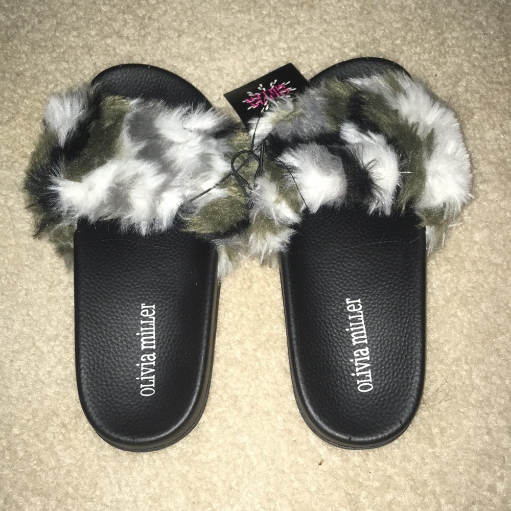 Olivia Miller Fluffy Slide In Shoes